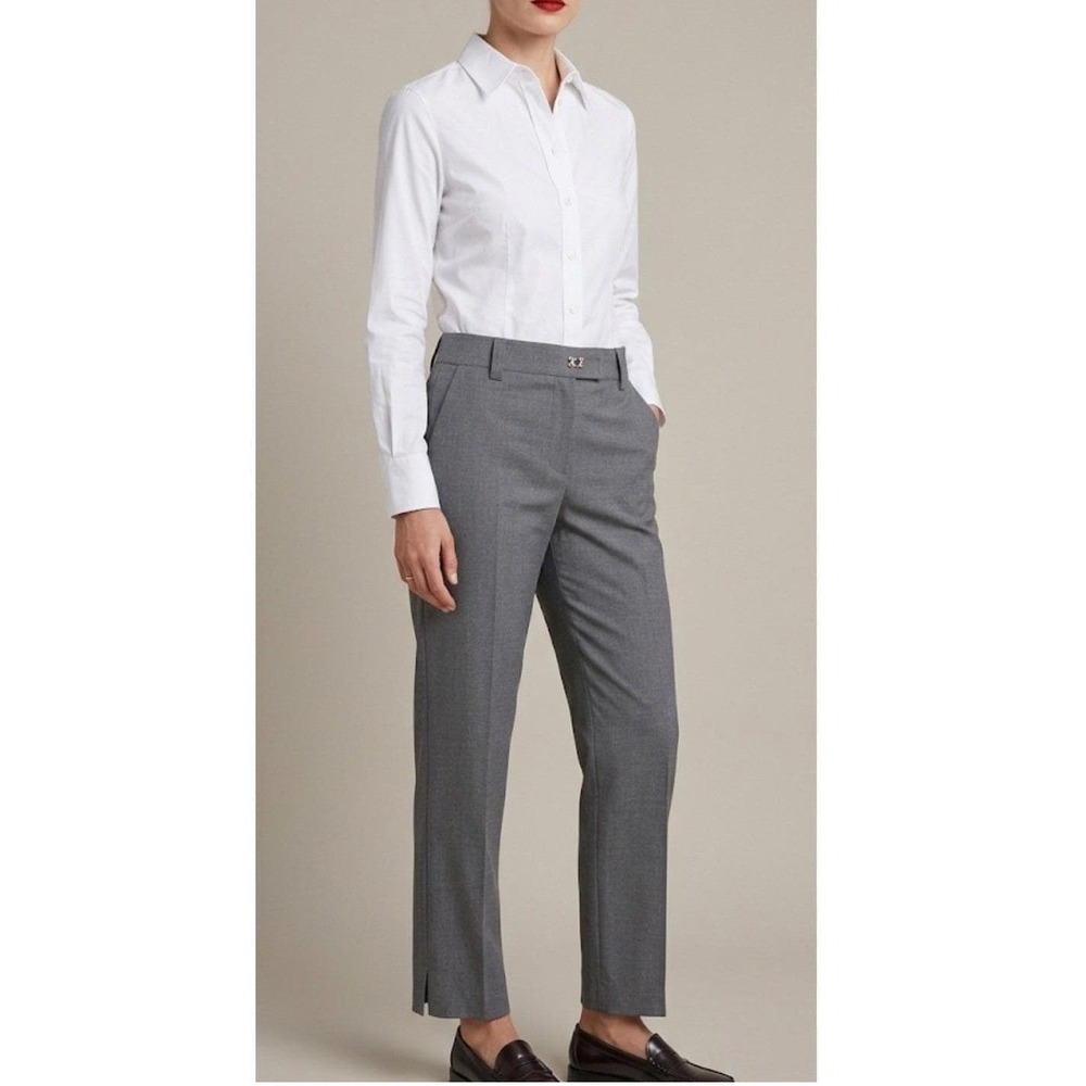 Carlisle Collection Grey Wool High-Rise Trousers